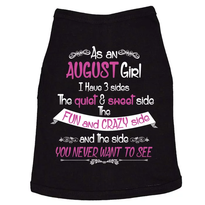 August Girl Sweet But Crazy Funny Birthday Doggie Tank