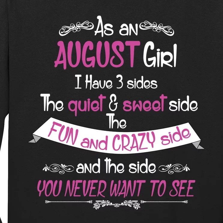 August Girl Sweet But Crazy Funny Birthday Long Sleeve Shirt