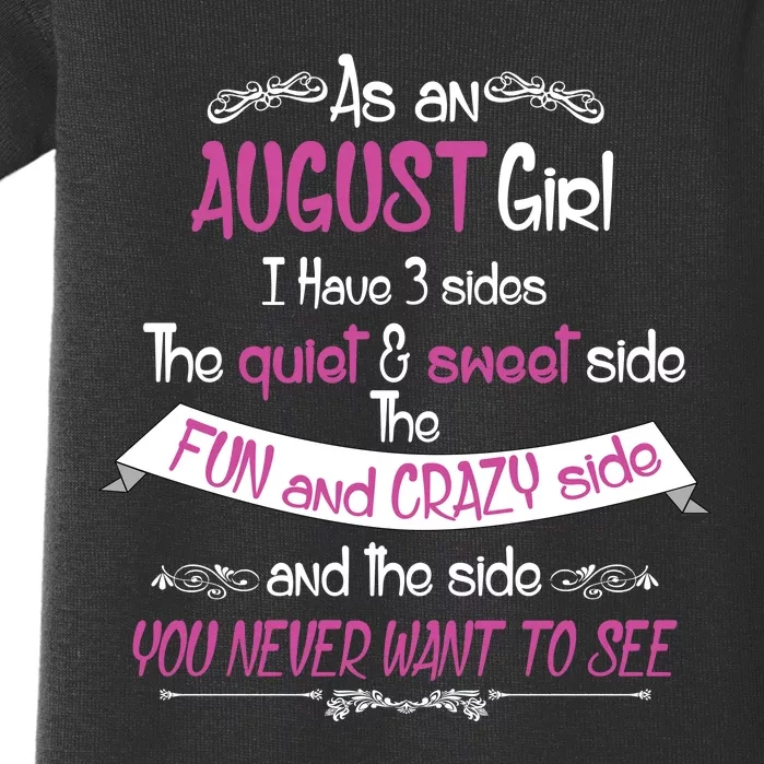 August Girl Sweet But Crazy Funny Birthday Baby Bodysuit