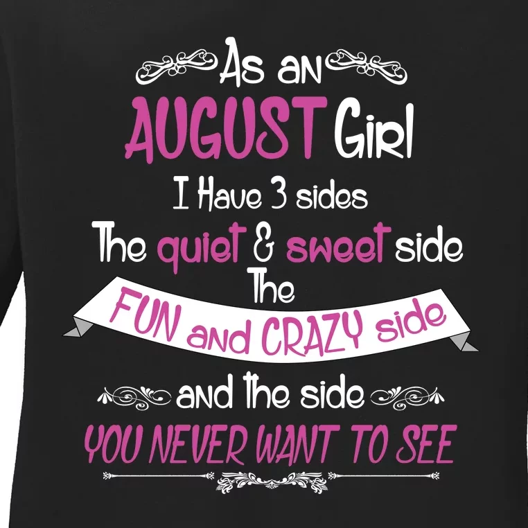 August Girl Sweet But Crazy Funny Birthday Ladies Long Sleeve Shirt