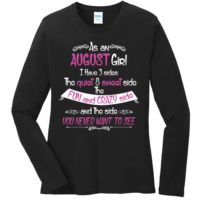 August Girl Sweet But Crazy Funny Birthday Ladies Long Sleeve Shirt