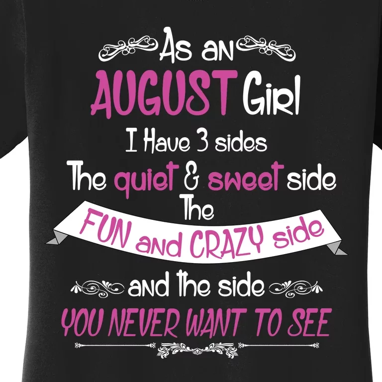 August Girl Sweet But Crazy Funny Birthday Women's T-Shirt