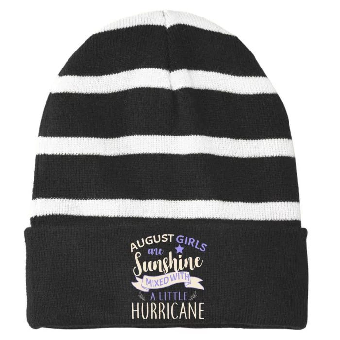 August Girls Are Sunshine Mixed With Hurricane Striped Beanie with Solid Band