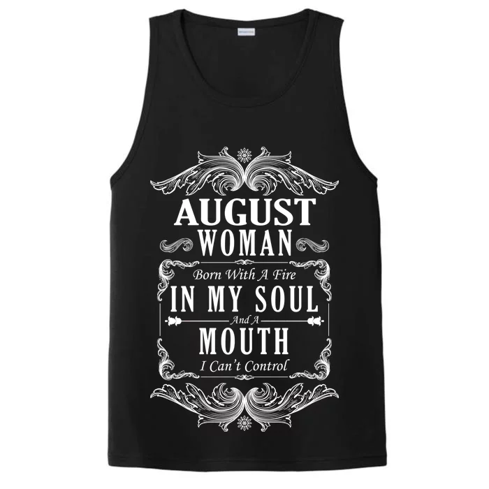 August Woman Funny Birthday Performance Tank