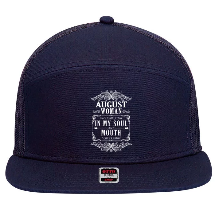 August Woman Funny Birthday 7 Panel Mesh Trucker Snapback Hat