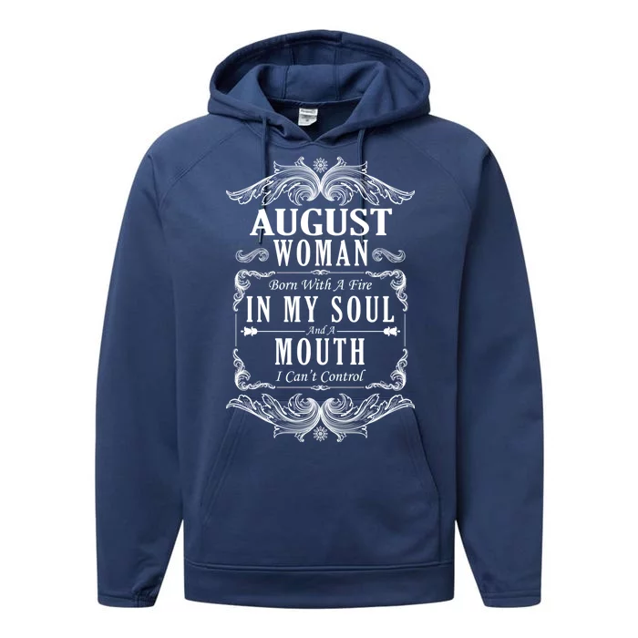 August Woman Funny Birthday Performance Fleece Hoodie