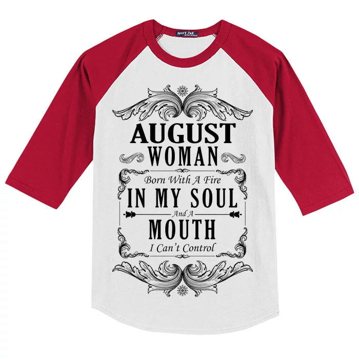 August Woman Funny Birthday Kids Colorblock Raglan Jersey