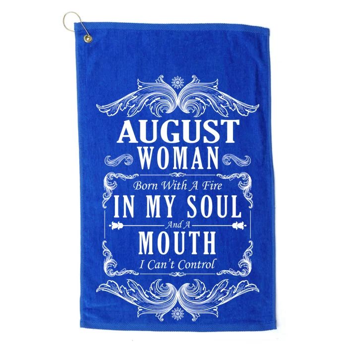 August Woman Funny Birthday Platinum Collection Golf Towel