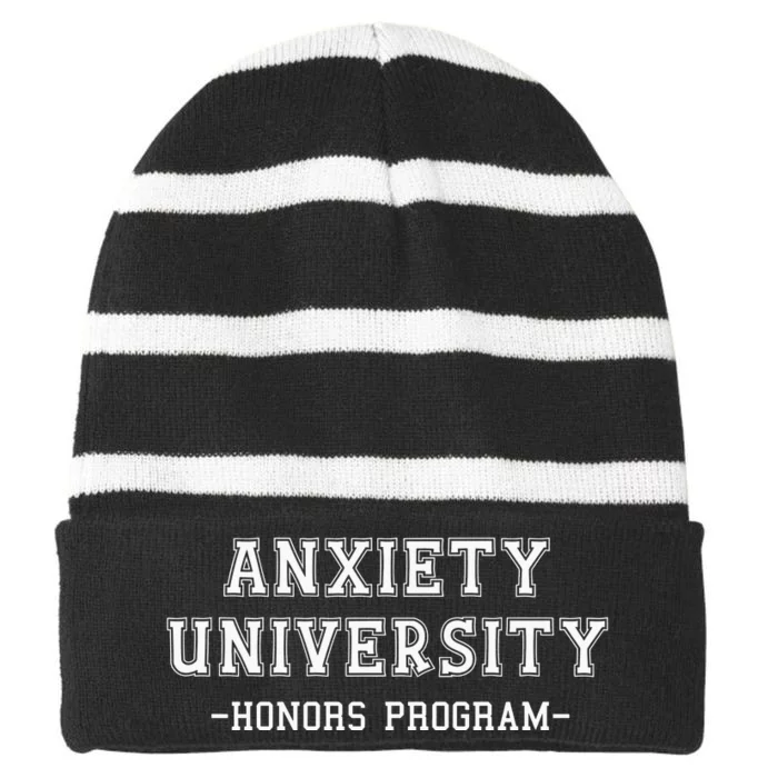 Anxiety University Honors Program Striped Beanie with Solid Band