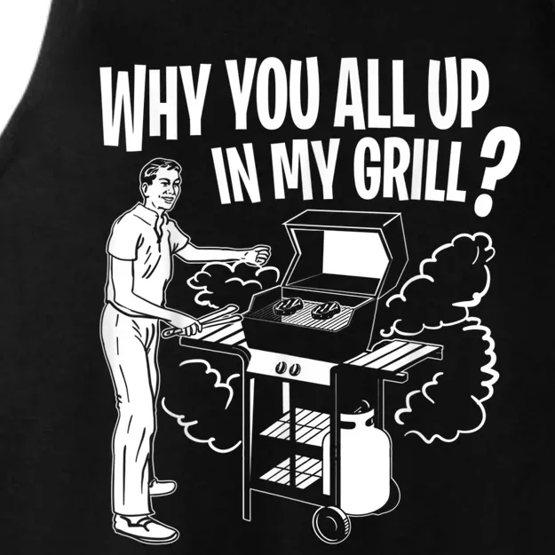 All Up In My Grill Barbecue BBQ Smoker Father's Day Ladies Tri-Blend Wicking Tank