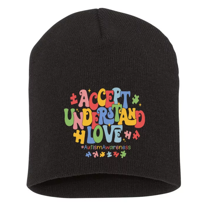 Accept Understand Love Autism Awareness Short Acrylic Beanie