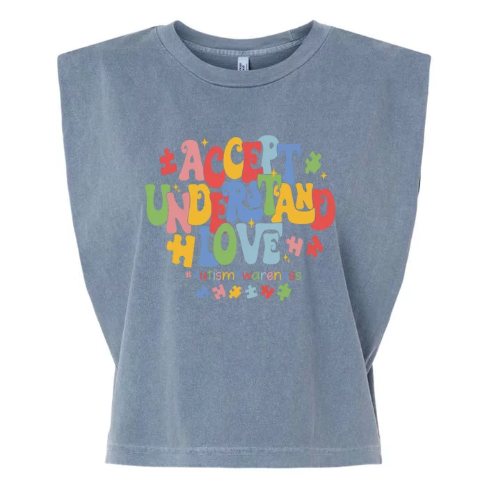 Accept Understand Love Autism Awareness Garment-Dyed Women's Muscle Tee