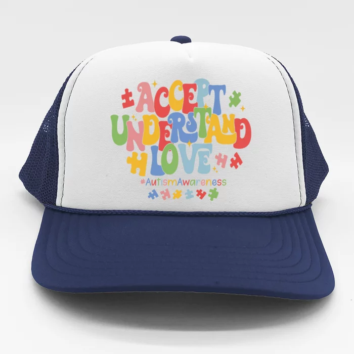 Accept Understand Love Autism Awareness Trucker Hat