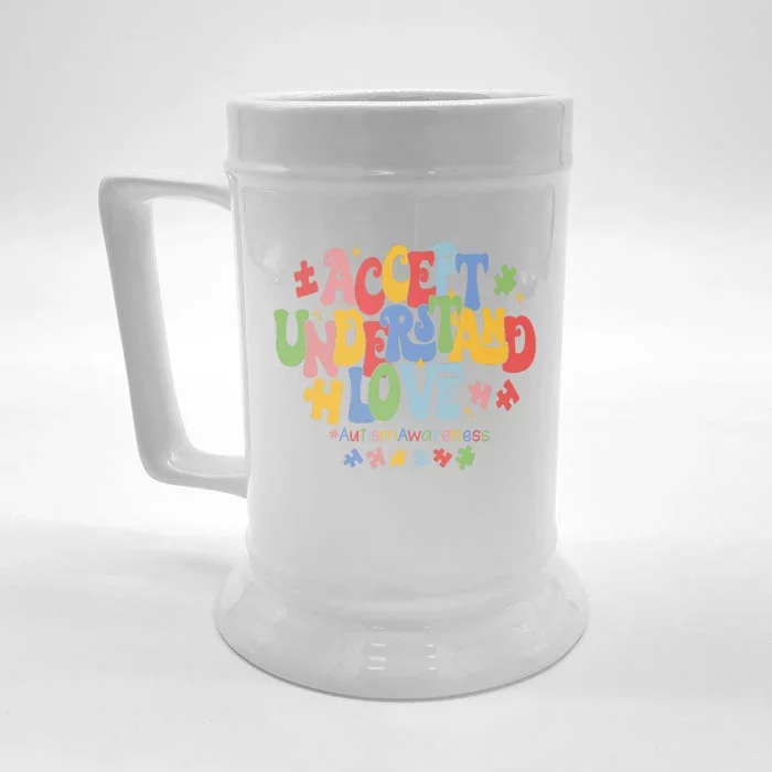 Accept Understand Love Autism Awareness Front & Back Beer Stein