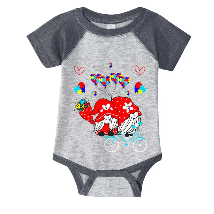 Accept Understand Love Autism Awareness Gnome Valentine Day Infant Baby Jersey Bodysuit