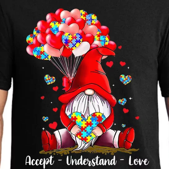 Accept Understand Love Autism Awareness Gnome Valentine Pajama Set