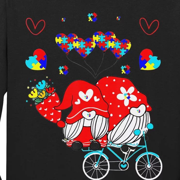 Accept Understand Love Autism Awareness Gnome Valentine Day Tall Long Sleeve T-Shirt