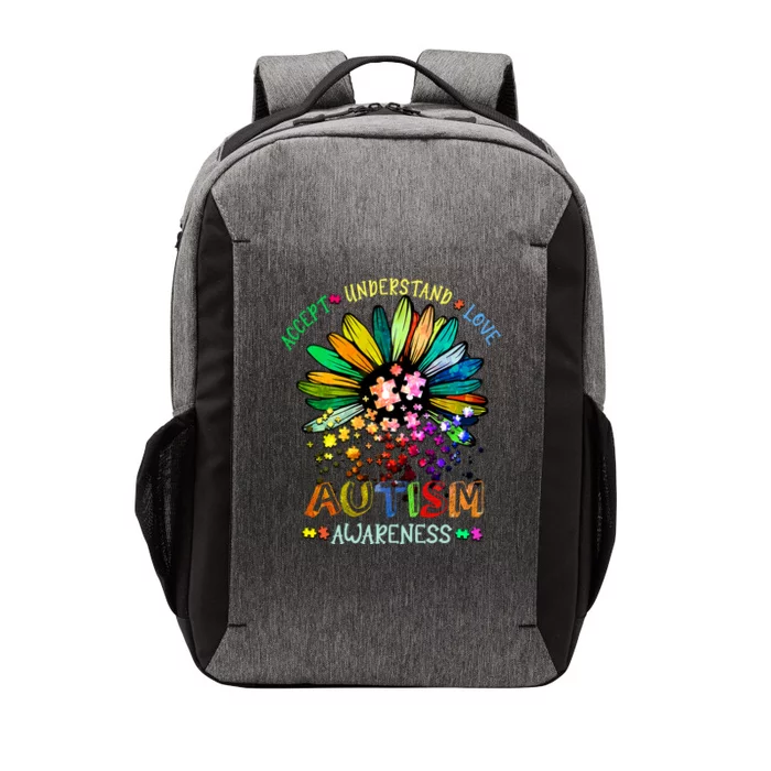 Accept Understand Love Autism Awareness Sunflower Puzzle Pieces Vector Backpack