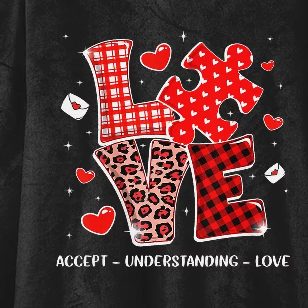 Accept Understand Love Autism Awareness Gnome Valentines Day Hooded Wearable Blanket