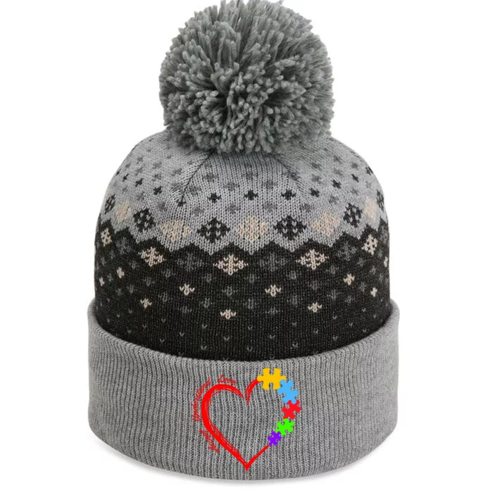 Accept Understand Love Autism Awareness Puzzle Heart The Baniff Cuffed Pom Beanie