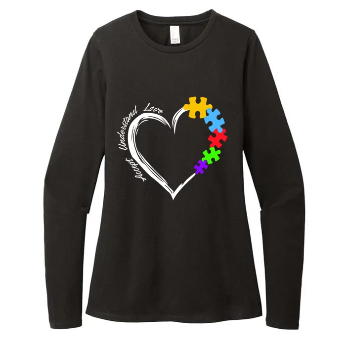 Accept Understand Love Autism Awareness Puzzle Heart Womens CVC Long Sleeve Shirt