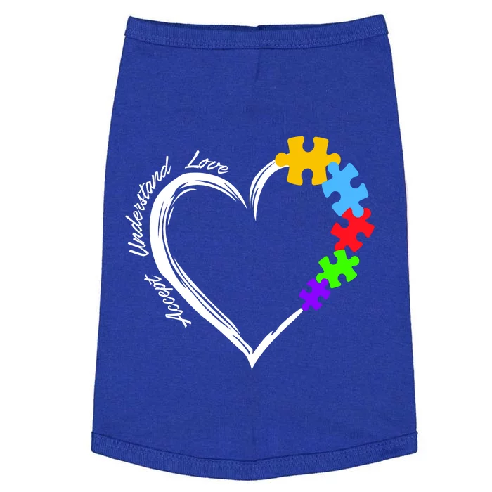 Accept Understand Love Autism Awareness Puzzle Heart Doggie Tank