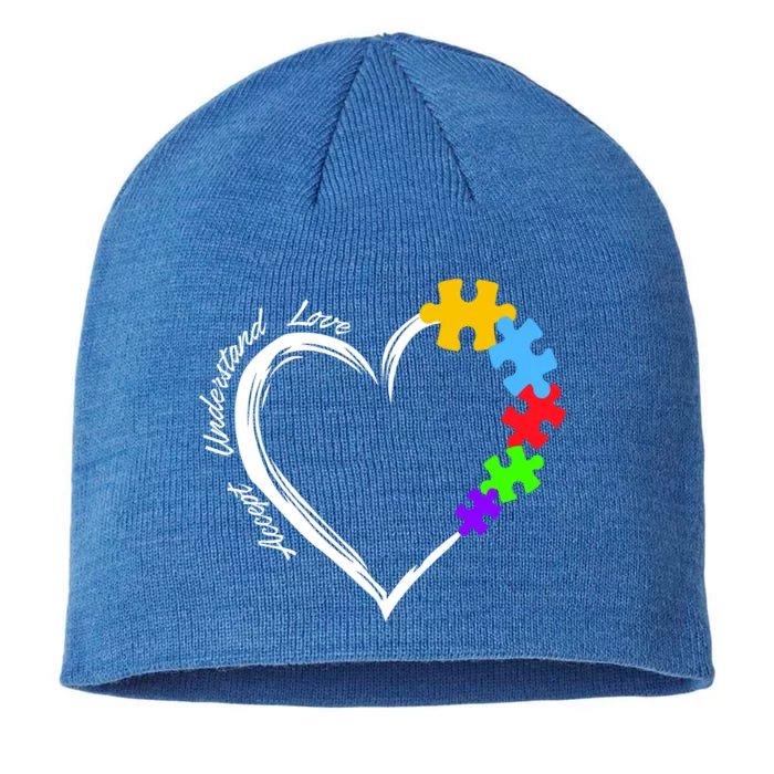 Accept Understand Love Autism Awareness Puzzle Heart 8 1/2in Sustainable Knit Beanie