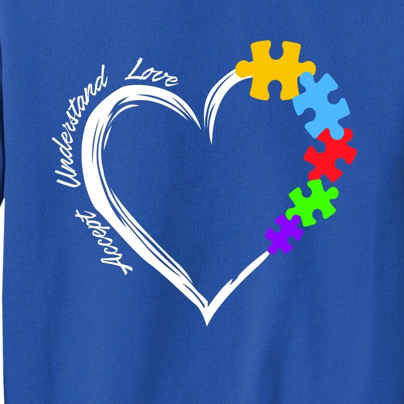 Accept Understand Love Autism Awareness Puzzle Heart Tall Sweatshirt