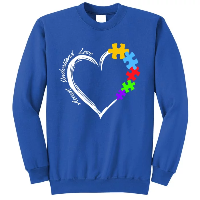 Accept Understand Love Autism Awareness Puzzle Heart Tall Sweatshirt