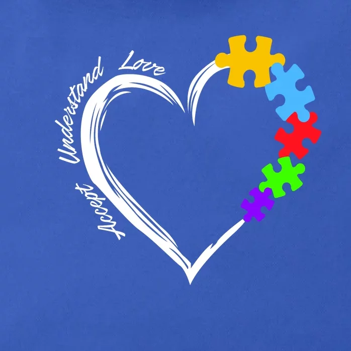 Accept Understand Love Autism Awareness Puzzle Heart Zip Tote Bag