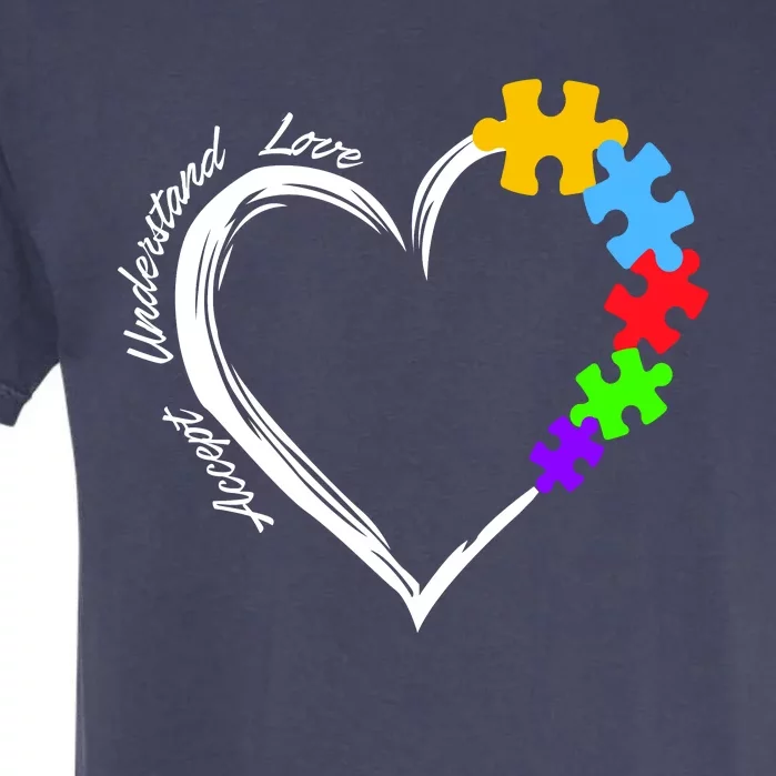 Accept Understand Love Autism Awareness Puzzle Heart Garment-Dyed Heavyweight T-Shirt