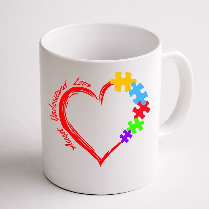 Accept Understand Love Autism Awareness Puzzle Heart Front & Back Coffee Mug