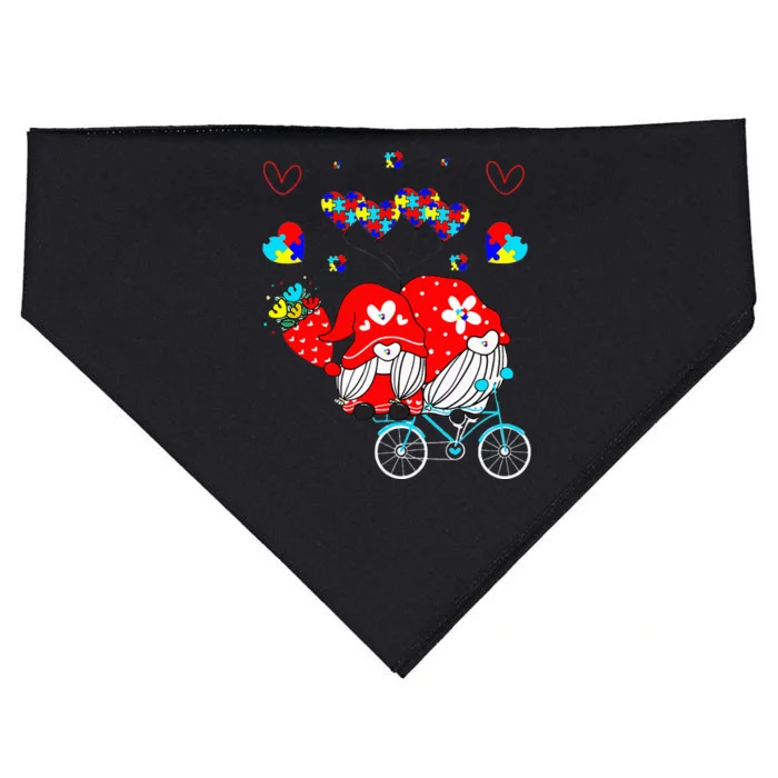 Accept Understand Love Autism Awareness Gnome Valentine Day USA-Made Doggie Bandana