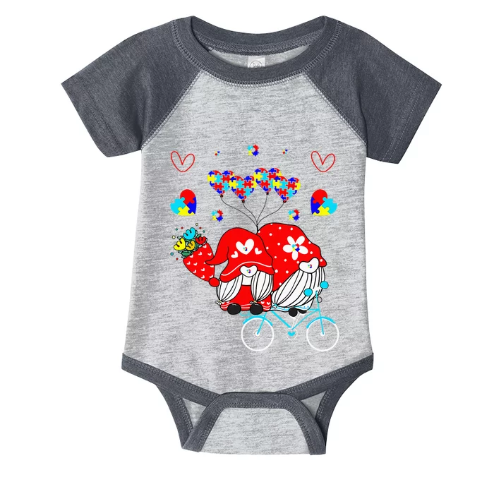 Accept Understand Love Autism Awareness Gnome Valentine Day Infant Baby Jersey Bodysuit