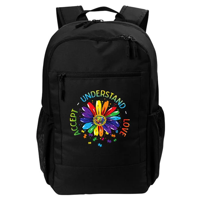 Accept Understand Love puzzle Rainbow ASD Flower Daily Commute Backpack