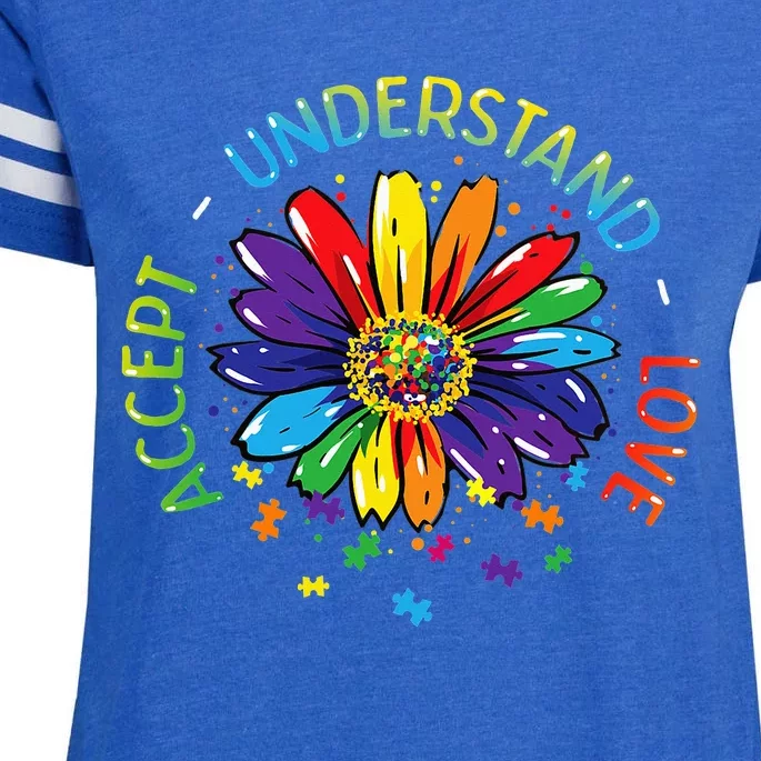 Accept Understand Love puzzle Rainbow ASD Flower Enza Ladies Jersey Football T-Shirt