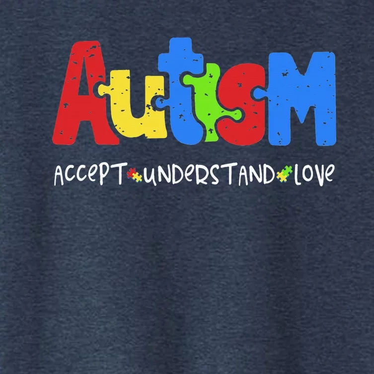 Accept Understand Love Puzzle Autism Awareness Women's Crop Top Tee