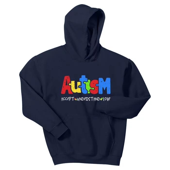 Accept Understand Love Puzzle Autism Awareness Kids Hoodie