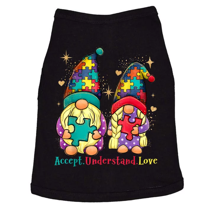 Accept Understand Love Gnome Autism Awareness Doggie Tank