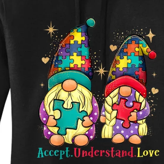 Accept Understand Love Gnome Autism Awareness Women's Pullover Hoodie