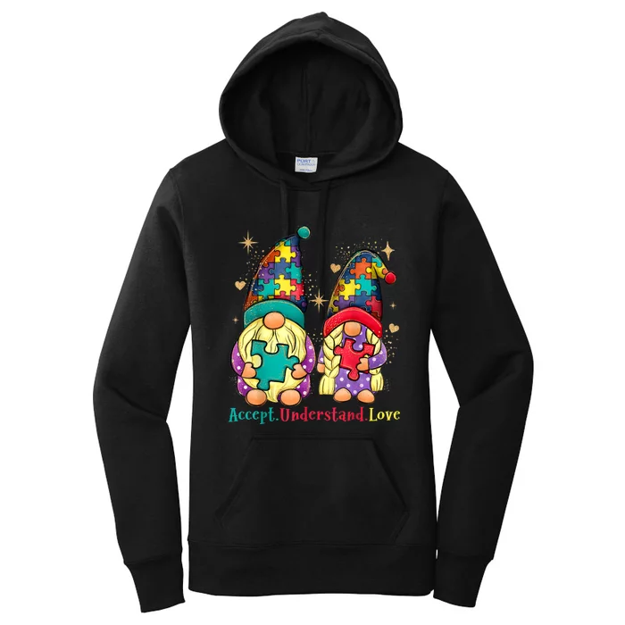 Accept Understand Love Gnome Autism Awareness Women's Pullover Hoodie