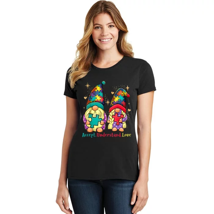 Accept Understand Love Gnome Autism Awareness Women's T-Shirt