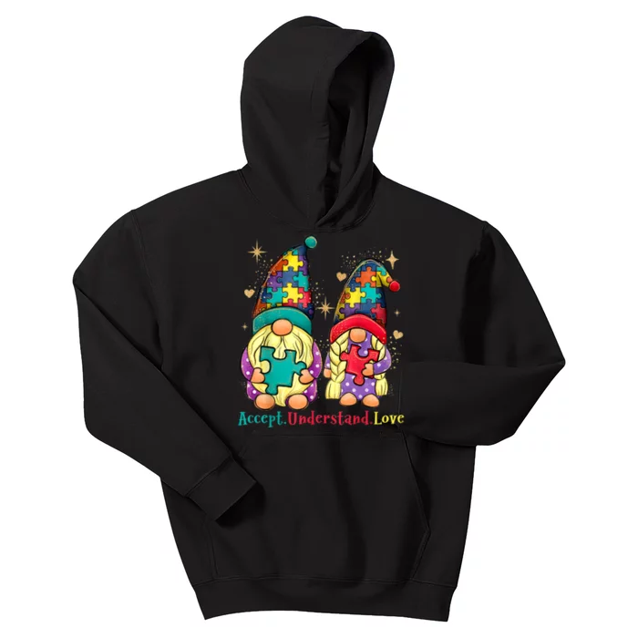 Accept Understand Love Gnome Autism Awareness Kids Hoodie