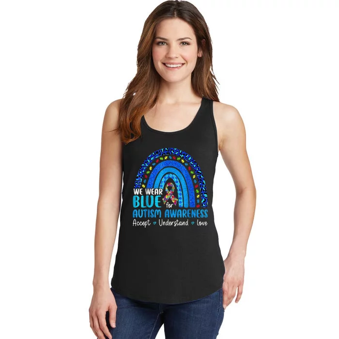 Accept Understand Love Puzzle Rainbow Autism Awareness Ladies Essential Tank