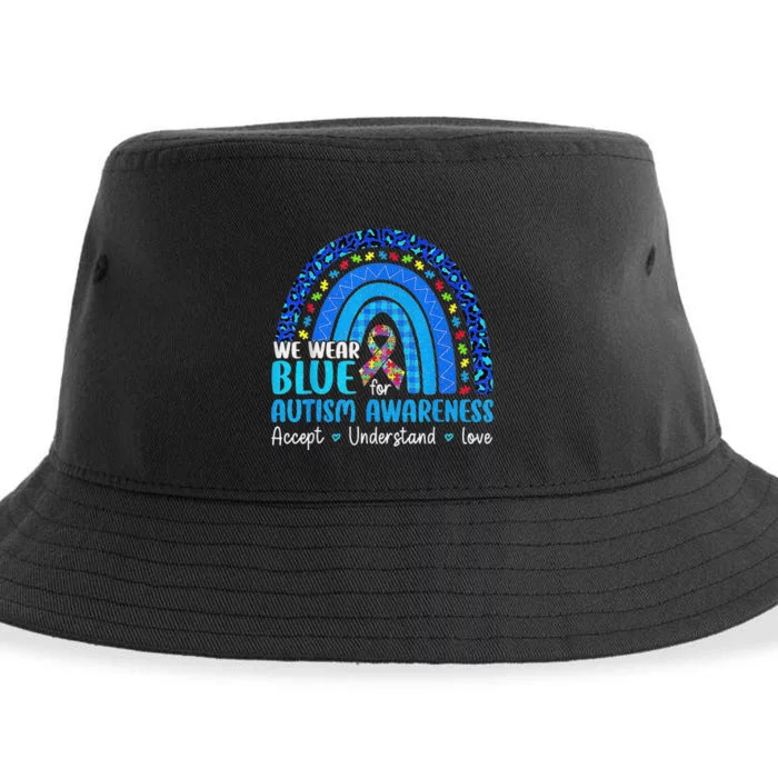 Accept Understand Love Puzzle Rainbow Autism Awareness Sustainable Bucket Hat