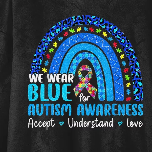 Accept Understand Love Puzzle Rainbow Autism Awareness Hooded Wearable Blanket