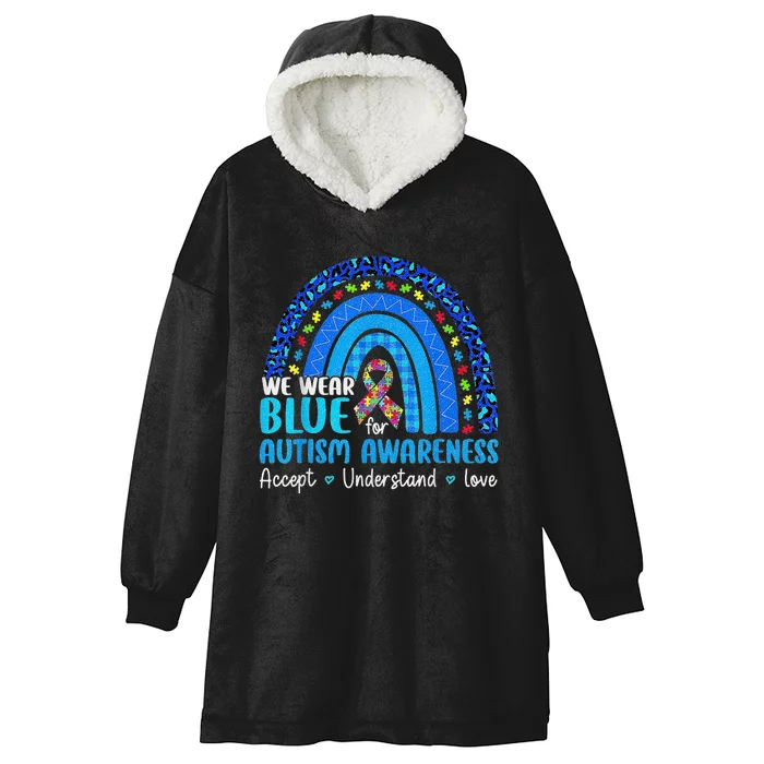 Accept Understand Love Puzzle Rainbow Autism Awareness Hooded Wearable Blanket