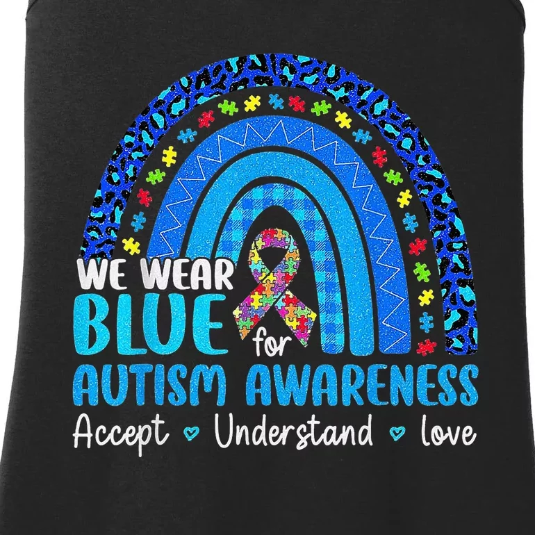 Accept Understand Love Puzzle Rainbow Autism Awareness Ladies Essential Tank