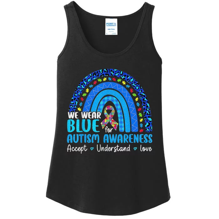 Accept Understand Love Puzzle Rainbow Autism Awareness Ladies Essential Tank