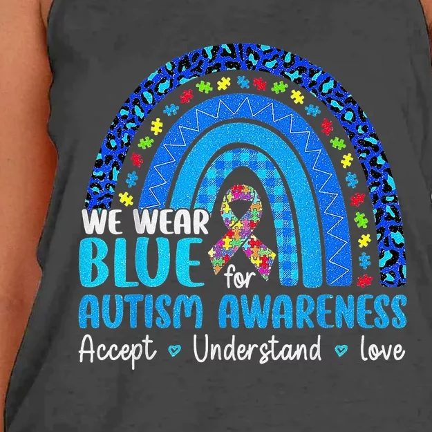 Accept Understand Love Puzzle Rainbow Autism Awareness Women's Knotted Racerback Tank